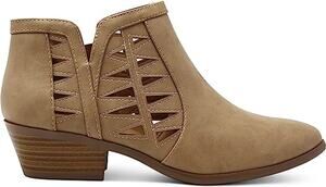 MARCOREPUBLIC Oslo Women Cutout Ankle Brown Booties Block Stacked Heels US Sz 9